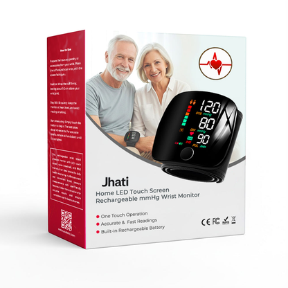 Jhati® Home LED Touch Screen Rechargeable mmHg Wrist Monitor